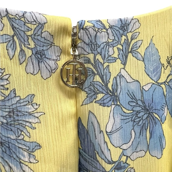 Tommy Hilfiger Flutter-Sleeve Chiffon fit & flare dress Floral Yellow Dress Sz 4 - Picture 6 of 6